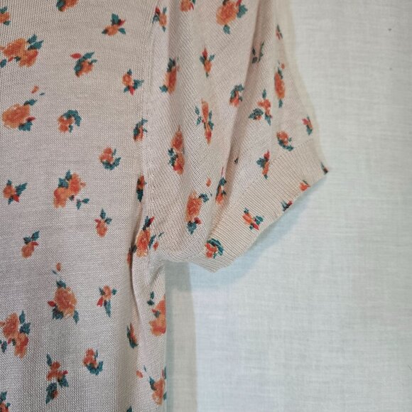 Flying Tomato sweater womens Medium cream floral short-sleeve lace coquette - Picture 3 of 8